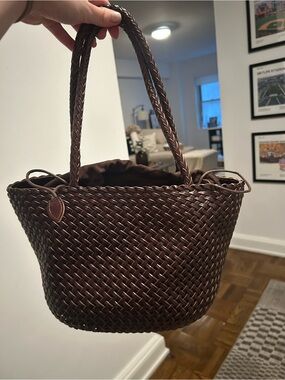 Brown Woven Shoulder Tote Bag - Women’s Braided Handbag